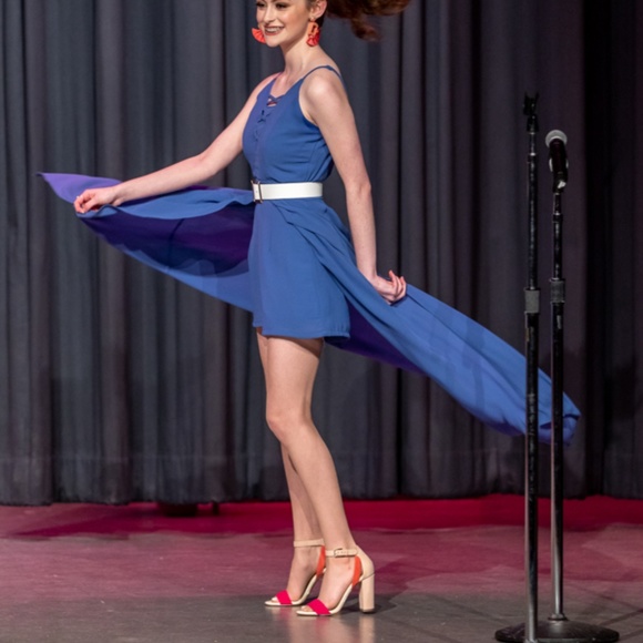 Periwinkle Romper w/ Overskirt - Picture 7 of 8